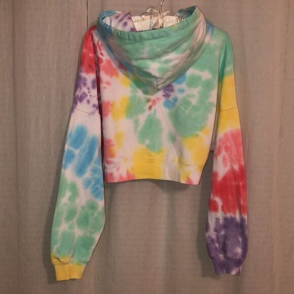ivory ella M Crop Tie Dye Full Zip Drawstring Hoodie - Picture 2 of 12